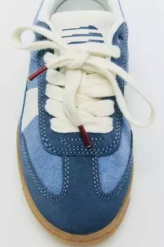 Кожаные кроссовки ZARA, синий