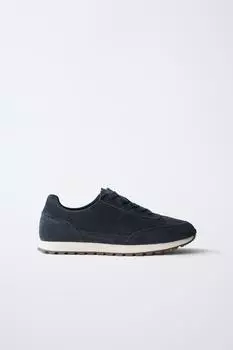 Кожаные кроссовки ZARA, темно-синий