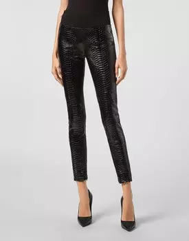 Кожаные леггинсы Кристалл Philipp Plein, черный