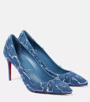Кожаные лодочки Kate 85 Christian Louboutin, Blue/Lin Jeans