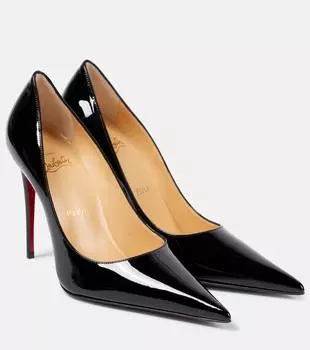 Кожаные лодочки Kate Max 100 с лаковым покрытием Christian Louboutin, черный