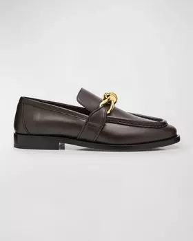 Кожаные лоферы Astere с металлизированным узлом Bottega Veneta, цвет Black
