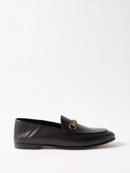 Кожаные лоферы brixton на складном каблуке Gucci, черный