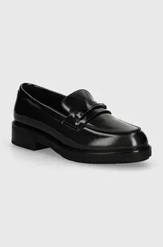 Кожаные лоферы Calvin Klein LOAFER W/M BAR SAFF LTH, черный