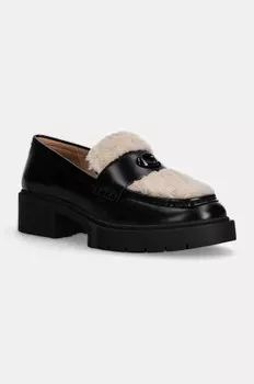 Кожаные лоферы Coach Leah из овчины, черный