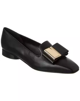 Кожаные лоферы Ferragamo Leda с двойным бантом Salvatore Ferragamo, черный