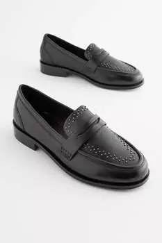 Кожаные лоферы Forever Comfort с заклепками Next, черный