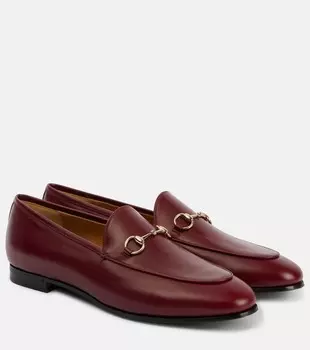 Кожаные лоферы Gucci Jordaan Horsebit Gucci, цвет rosso ancora