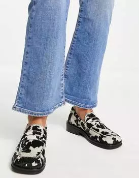 Кожаные лоферы из коровьего пони ASOS DESIGN Monthly