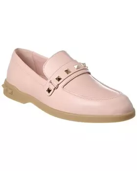 Кожаные лоферы из спилка Valentino Leisure Flows, розовый