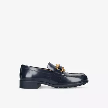 Кожаные лоферы Madame Horsebit с декором Bottega Veneta, темно-синий