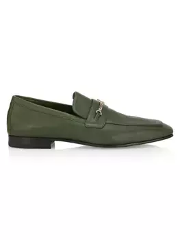 Кожаные лоферы MJ Moc с цепочками Christian Louboutin, цвет vert laine