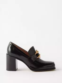 Кожаные лоферы monsieur 70 на блочном каблуке Bottega Veneta, черный