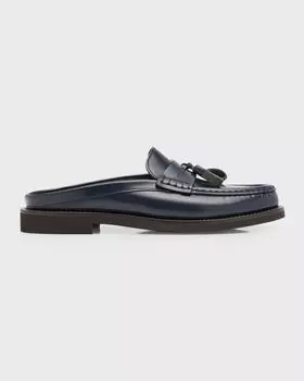 Кожаные лоферы-мюли Monili с кисточками Brunello Cucinelli, цвет C8901 Blue
