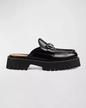 Кожаные лоферы-мюли Sylke Bit Gucci, цвет Nero