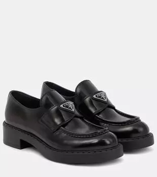 Кожаные лоферы на платформе Prada, черный
