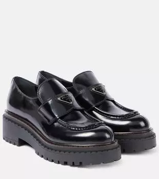 Кожаные лоферы Prada, черный