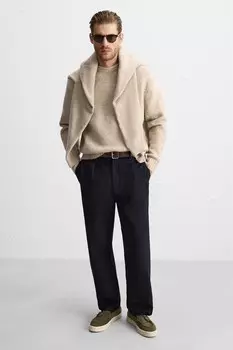 Кожаные лоферы с кисточками ZARA, хаки зеленый