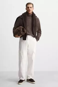 Кожаные лоферы с кисточками ZARA, коричневый