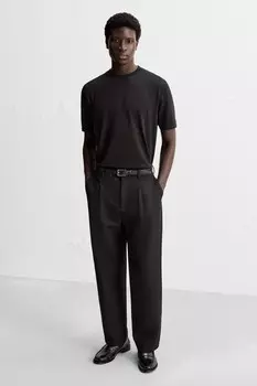 Кожаные лоферы с ремешком пенни ZARA, черный