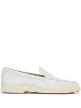 Кожаные лоферы Santoni, белый