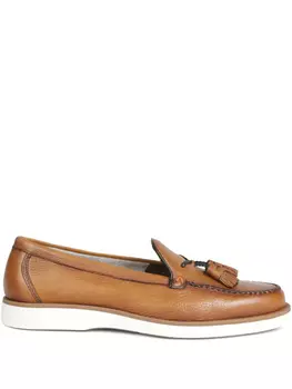 Кожаные лоферы Santoni с кисточками, коричневый