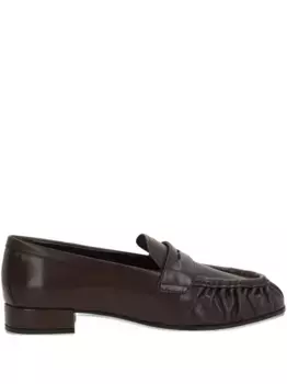 Кожаные лоферы со складками Prada, коричневый