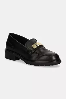 Кожаные лоферы Tommy Hilfiger TH LOGO LEATHER LOAFER, черный