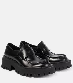 Кожаные лоферы Tractor Balenciaga, черный
