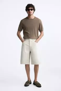 Кожаные лоферы ZARA, хаки зеленый