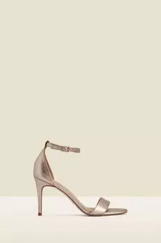 Кожаные минималистичные босоножки на высоком каблуке Sosandar, желтый