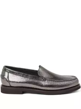 Кожаные мокасины Brunello Cucinelli, серебяный