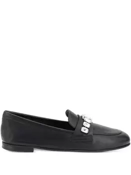 Кожаные мокасины Casadei со стразами, черный