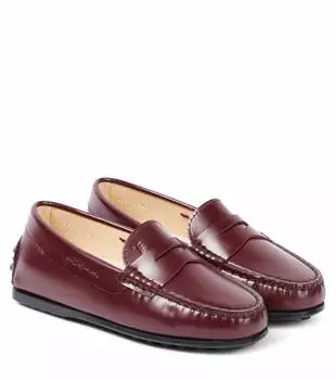Кожаные мокасины City Gommino Tod'S Junior, бургунди