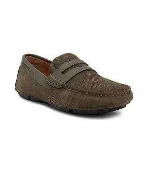 Кожаные мокасины Emporio Armani, хаки