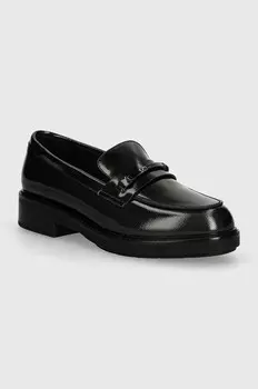 Кожаные мокасины LOAFER W/M BAR SAFF LTH Calvin Klein, черный