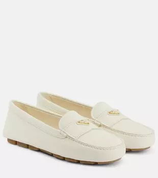 Кожаные мокасины Logo Prada, Avorio