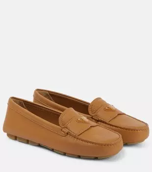 Кожаные мокасины Logo Prada, Naturale