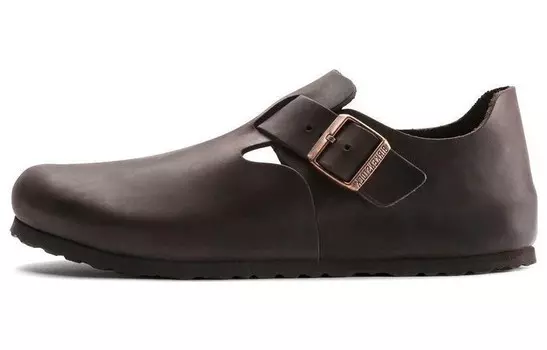 Кожаные мокасины London с круглым носком Birkenstock, темно-коричневый
