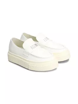 Кожаные мокасины MM6 Maison Margiela Kids, белый