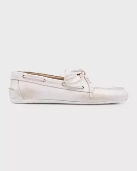 Кожаные мокасины на шнуровке Miu Miu, цвет Bianco