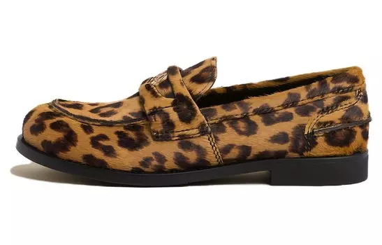 Кожаные мокасины с анималистичным принтом Miu Miu