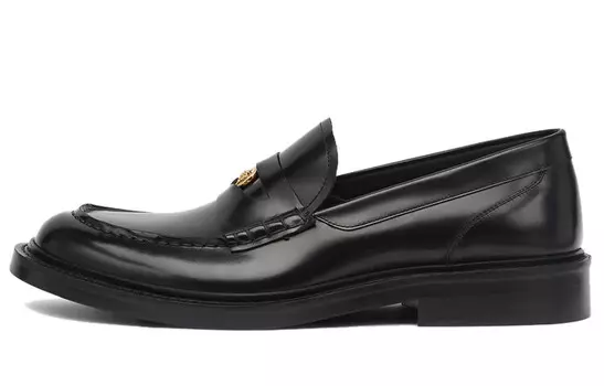 Кожаные мокасины с головой Медузы Versace, черный