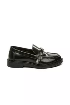 Кожаные мокасины с металлическими деталями Steve Madden, черный