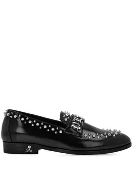 Кожаные мокасины с заклепками Philipp Plein, черный