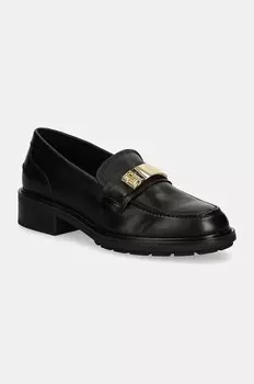 Кожаные мокасины TH Logo LEATHER LOAFER Tommy Hilfiger, черный