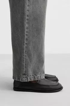 Кожаные мокасины ZARA, черный