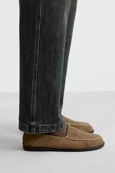 Кожаные мокасины ZARA, коричневый