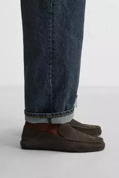 Кожаные мокасины ZARA, коричневый