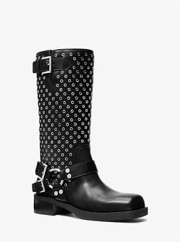Кожаные мотоботы с люверсами Crosby Michael Kors, черный